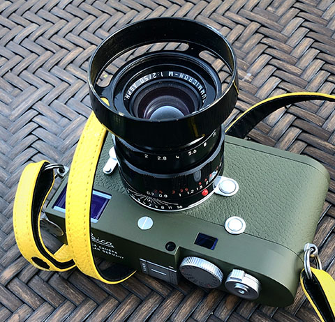 The Leica M10-P Safari with 50mm APO LHSA edition in black paint, witht the E39 Ventilated Shade in Brass Black Paint.